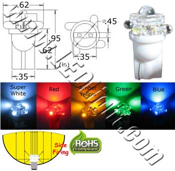 5 LED T10 Wedge L.E.D. Light