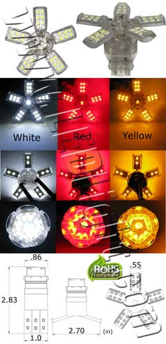 image of a led spider light bulb t25 12 volt DC product 34756