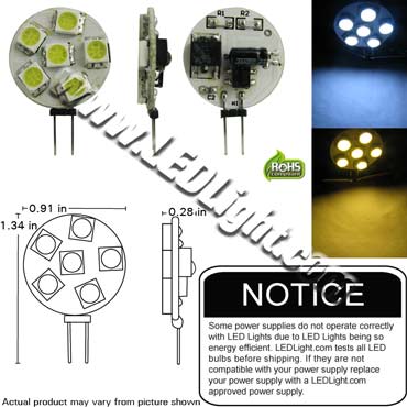 G4 Ultra Bright 6 SMD 12 Volt AC/DC product 35263