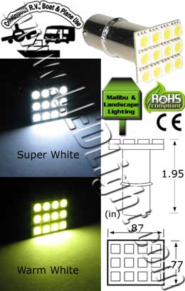 S25 12 SMD Long Stem LED Light 12 VDC