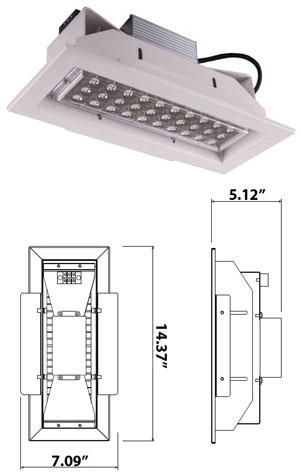 30 Watt High Powered Recessed LED Light 100-240VAC