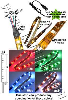 Flexible 5050 SMD LED RGB 39 Inches / 1 Meter Low Voltage 12 Volt DC 