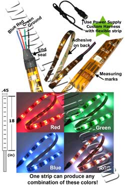 5050 SMT LED RGB Light 18 Inches Meter 12 DC - Low Voltage - LEDLight