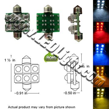 Festoon Super Flux 6 LED Light 1 1/2 Inches / 36 mm product 43587