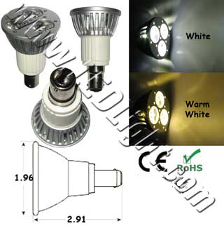 BA15D 3 Watt LED Light 12V AC-DC