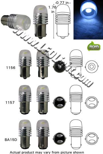 S25 LED 2 Watt Projector Lens Light Bulb 12V DC