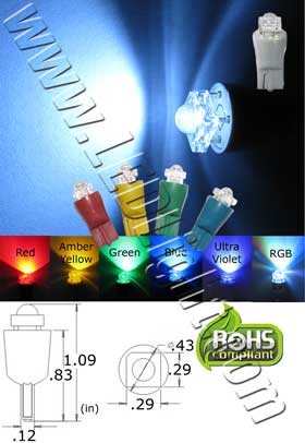 Super Flux 1 L.E.D. T10 Wedge LED Light 12 VDC product 45637