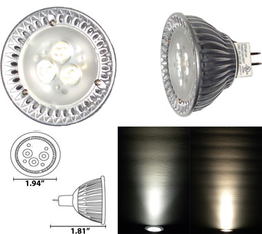 MR16 5 Watt LED 12V AC or DC GU5.3 Dimmable - Low Voltage - LEDLight