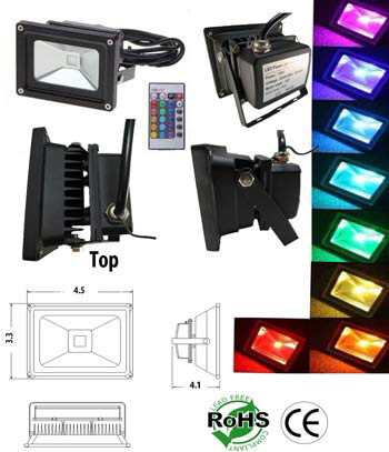 LED Floodlight RGB 10 Watt AC85-265V USA Plug product 47357