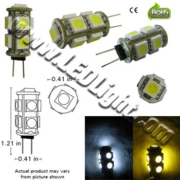 G4/JC 9 SMT 5050 (3 Chip) LED Lamp. 12 Volt DC. product 47569
