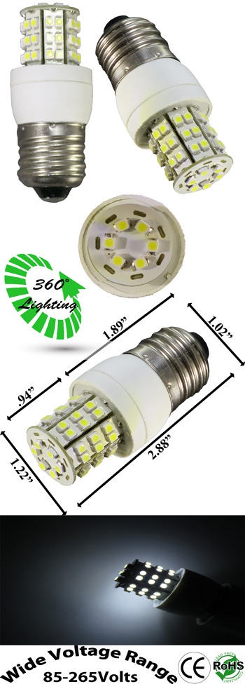 E26/E27 48 SMD LED Bulb 85-265VAC
