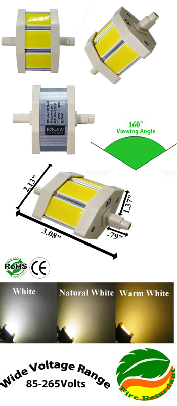 R7S 5 Watt MCOB T3 J Type 78mm 3 1/8