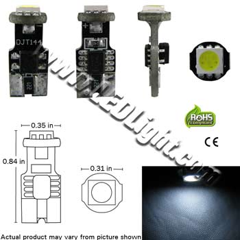 T10 Wedge 5050 3 Chip LED Canbus T3 1/4