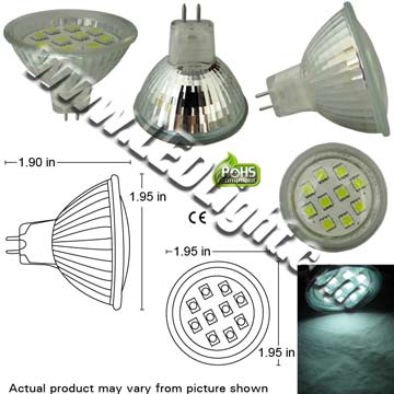 LED MR16 GX5.3 GU5.3 10 5050 SMT LEDs 12V AC/DC Dim-able 