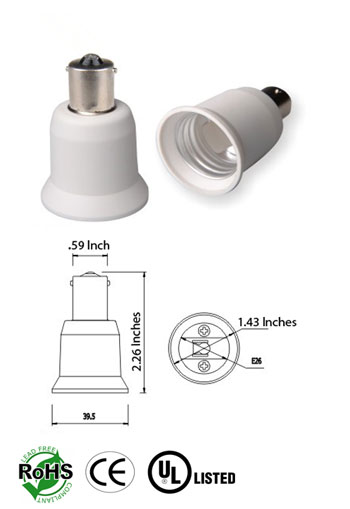 BA15S male To E27 Screw Base female Converter