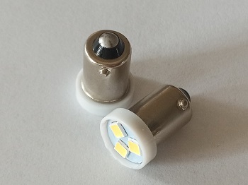 55 Miniature LED Bulb BA9S 8 Volt 3 SMD 3030 T3 1/4