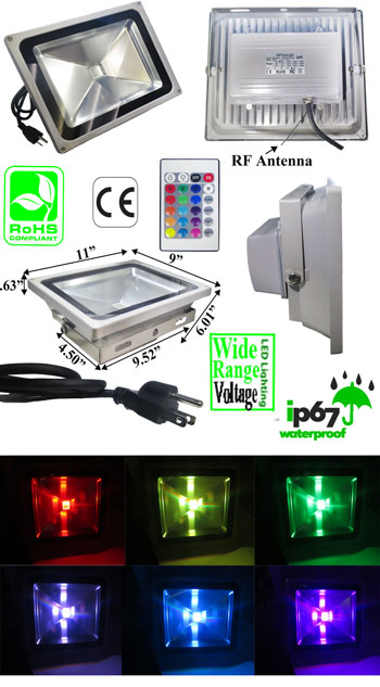 50 Watt RGB AC85-265V RF Remote IP 67 