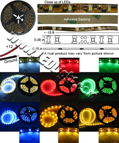 Flexible LED Water Resistant 15 Foot 1 Reel 1210 SMT 12 Volt DC