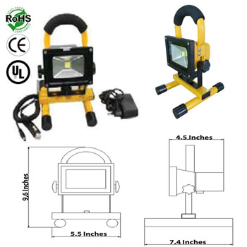 Image of a 10 watt led work light rechargable