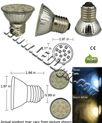 12 SMD PAR16 3 Watt LED Light Bulb 120 VAC E26 Base