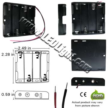 Battery Holder AA 1x4 with Wires