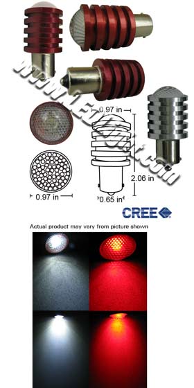 5 Watt Q5 S25 LED Lamp 9 - 15 VDC 180 Degree Dimpled Lens