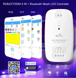 LED 3 In 1 RGB/CCT/DIM Bluetooth Mesh Controller 9-24V 3 Ch