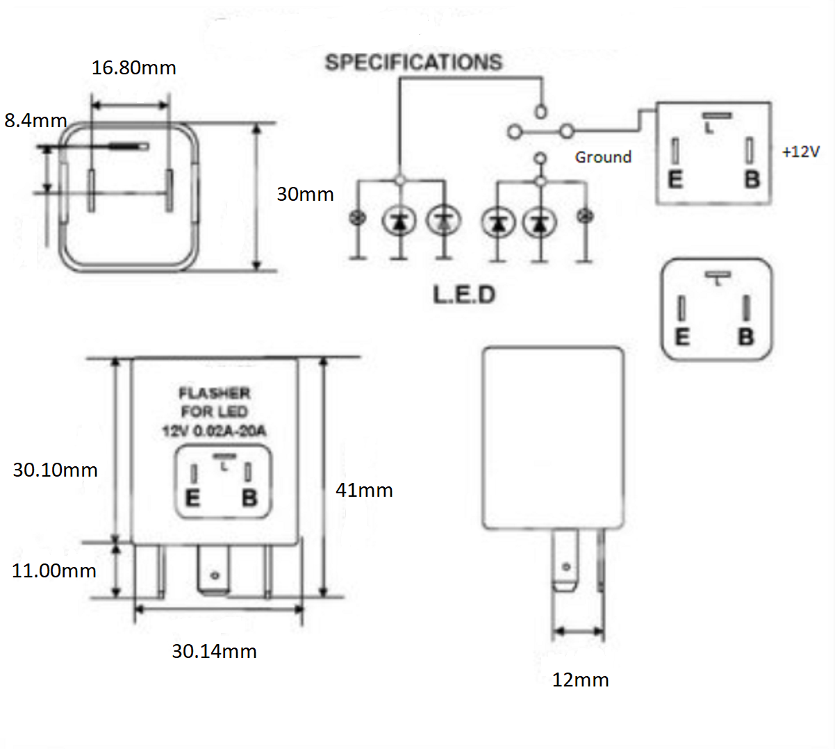 Flasher LED 12V 150W 3 Terminal Compatible With EP34 CF14 JL-02 product 63636