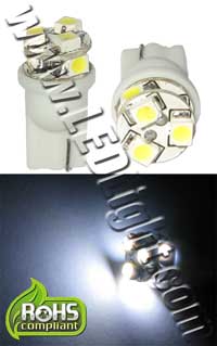 6 SMD 1201 L.E.D. 3 Forward/ 3 Side T10 Wedge Light