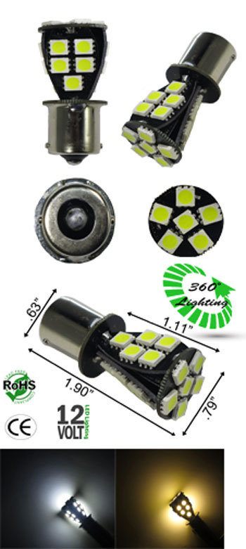 S25 21 SMD 1156 CanBus L.E.D. Bulb 12 Volt