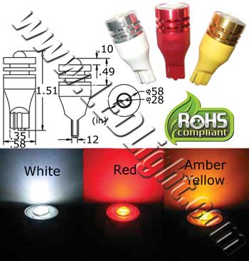 T15 Wedge High Power Three Watt LED Light