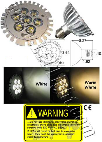 PAR30 Seven Watt LED Light Bulb E26 30 Degree 85-265 VAC