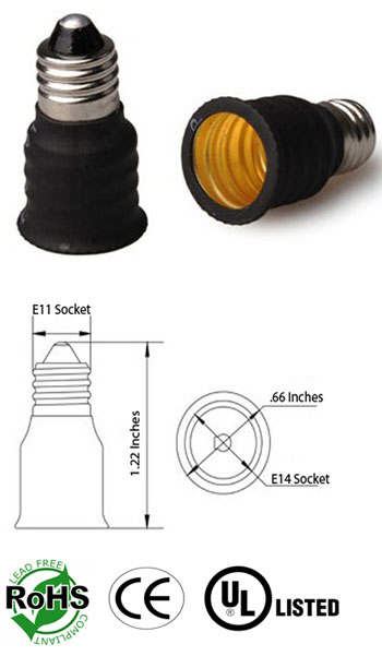 E11 screw male to E14 screw female Converter Adapter