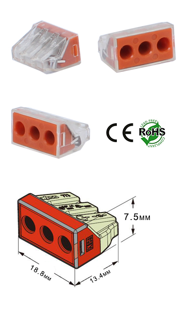 Wire Connector 3 Hole 3 Pack