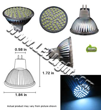 MR 16 60 SMD 3528 85-260VAC GU5.3