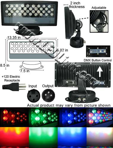 36 Watt High Power LED Wall Washer DMX 30 Degree IP 65