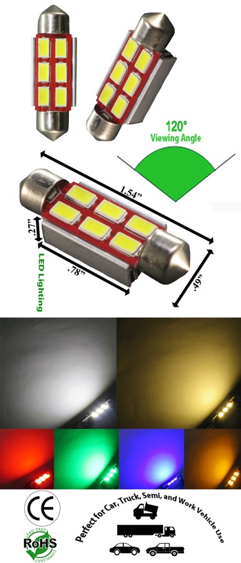 Festoon 39mm 3 Watt 6 x 5730 SMD 24V AC/DC 1 1/2 inch	product 66478