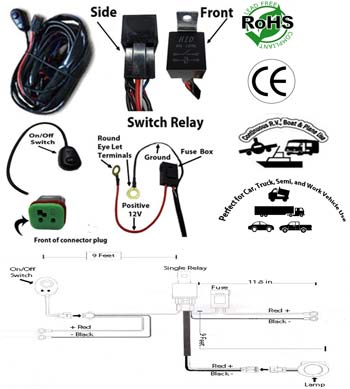 LED Light Bar Work Light Wiring Kit Single Channel Low Voltage 12 Volt