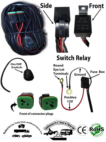 LED Light, Spotlight, Fog Light, Day light Headlight Wire Kit