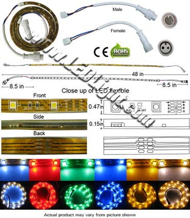 5050 SMT LED Water Proof Flexible Lighting 12V Interlinkable 48 Inch 