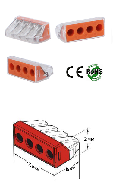Wire Connector 4 Hole 2 Pack