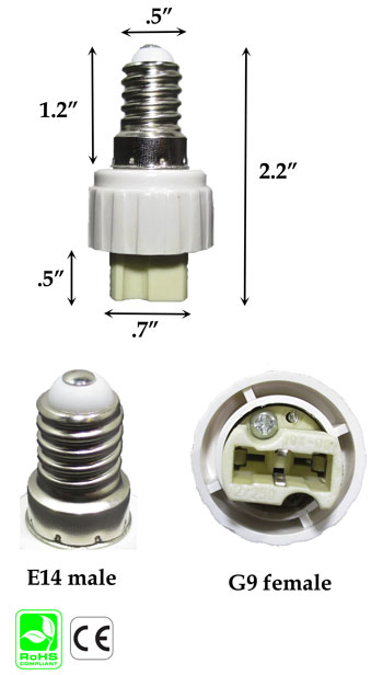 E14 male to G9 Female Converter