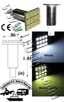 T10 Wedge 12 SMD L.E.D. Forward Firing