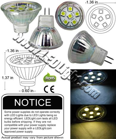 MR11 SMD LED Low Voltage 12 Volt AC DC Dimmable - Low Voltage - LEDLight