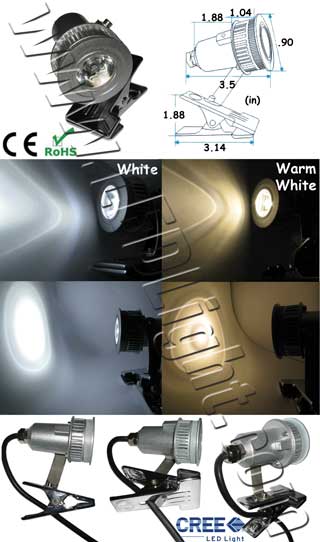 Clip Light 3 Watt LED Low Voltage 12 Volt AC or 12 Volt DC product 73853
