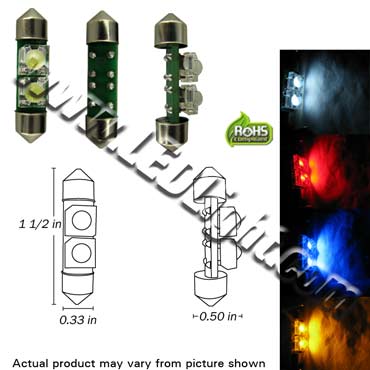 Festoon Super Flux 2 LED Light 12VDC 1 1/2 Inches / 36 mm product 74237