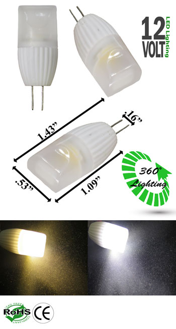 G4 GY6.35 JC 3 Watt Ceramic Shell 12V AC DC 360 Degree G4