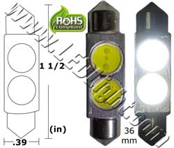 Festoon Hi Power Two 0.5-Watt LED 1-1/2-Inches 36mm 12 Volt DC product 74563