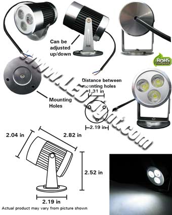 3x3 Watt LED Spot 80-260 VAC