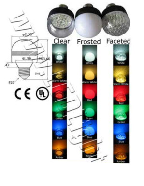 3 Watt LED Light Bulb 120 VAC E26/E27